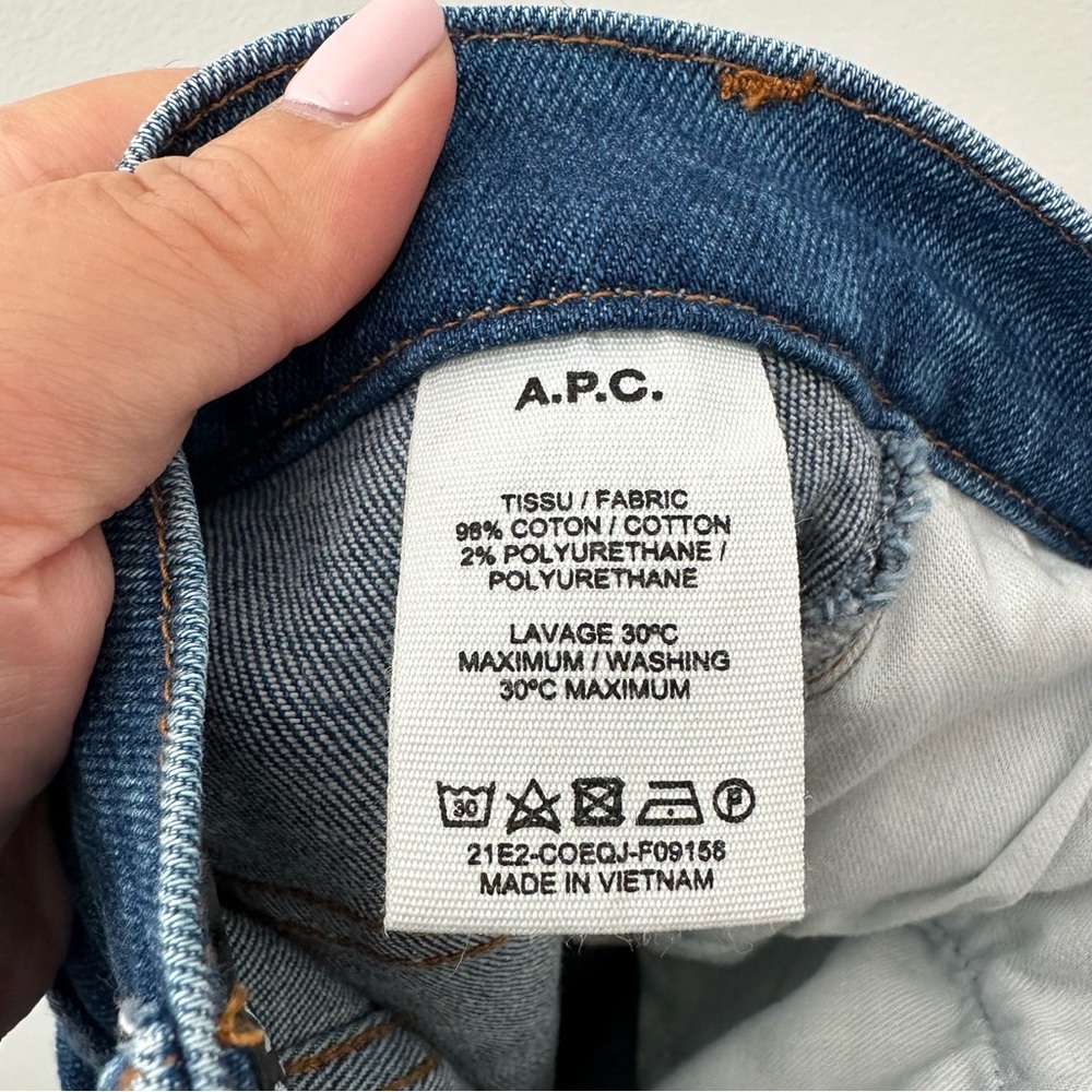 A.P.C. Spring High Rise Straight Leg Jeans Blue Denim Sz 24 - Picture 12 of 16